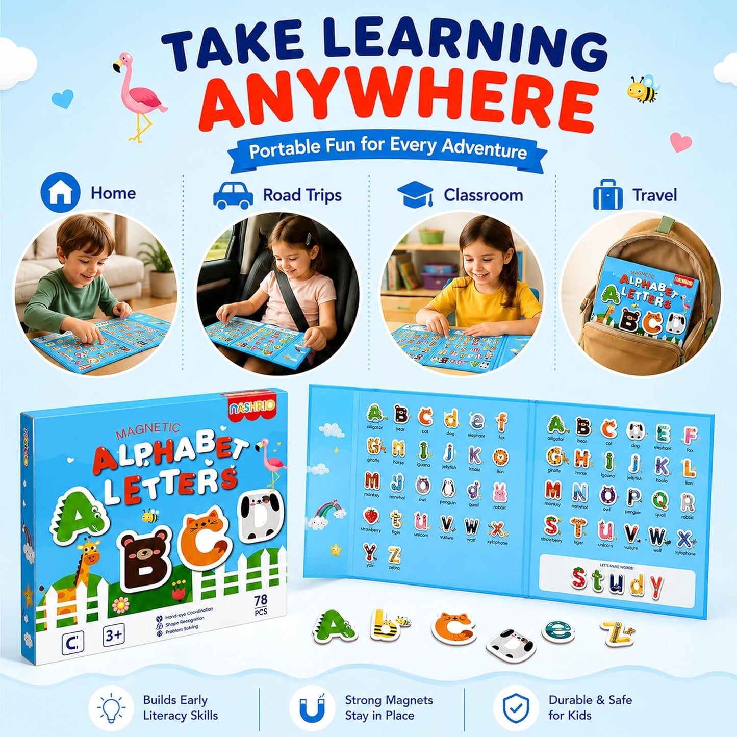 Magnetic Puzzles for Kids Ages 4-6, 36-Piece Preschooler Travel Toys Princess Puzzles Ages 3-5, Educational Learning Magnets, Ideal Road Trip Activities Toys for 3 4 5 6 Girls