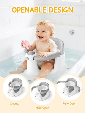 Baby Bath Seat for Babies 6 Months & Up, Bath Seats for Babies Sitting Up, 3 Baby Bath Toys, Open Design, Non-Slip, Compact Toddler Bath Seat
