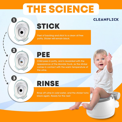 Potty Training Magic Sticker | Color-Changing Toilet Targets (5-Pack) + Free Potty Training eBook