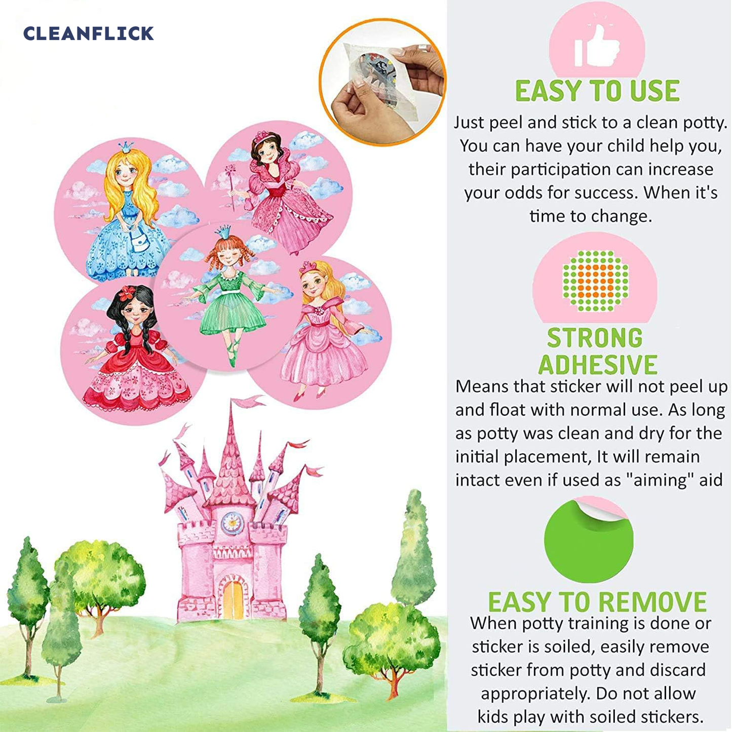 Potty Training Magic Sticker | Color-Changing Toilet Targets (5-Pack) + Free Potty Training eBook