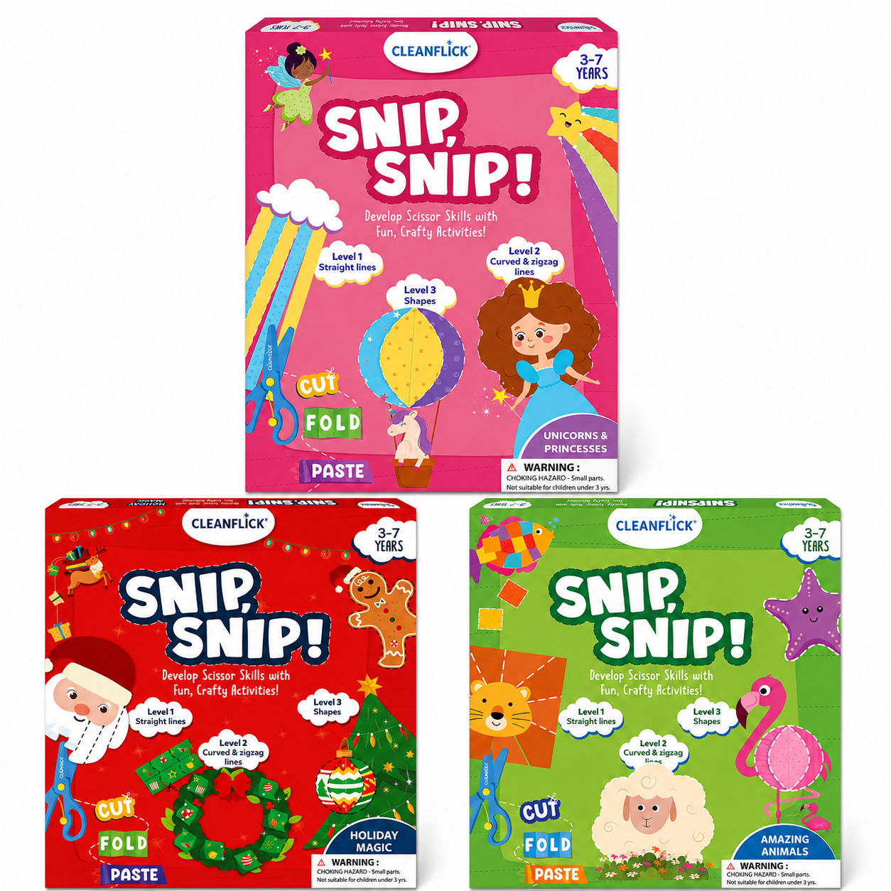 Cleanflick Snip Snip™ Scissor Skills Bundle | 3-in-1 Activity Set