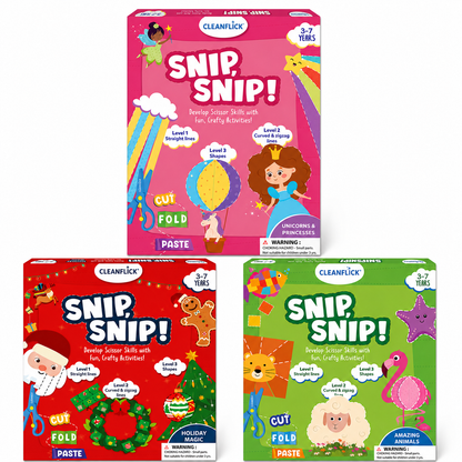 Cleanflick Snip Snip™ Scissor Skills Bundle | 3-in-1 Activity Set