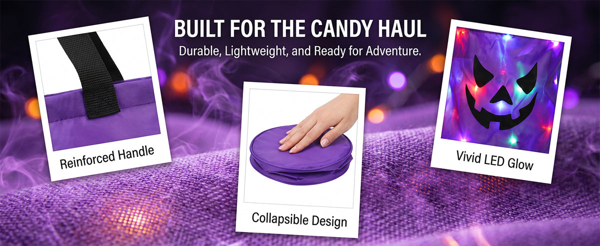 Light-Up Halloween Trick-or-Treat Bucket – LED Pumpkin Candy Bag for Kids