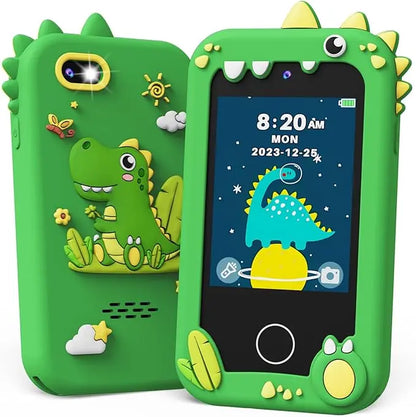Portable Kids Touchscreen Toy Phone - Lithium-Powered, No Calling/No Internet, 26 Built-In Apps, Dual Cameras, Music Player, Stories, Educational Video Games - Travel Toy, Boy Gifts for Toddlers