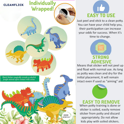 Potty Training Magic Sticker | Color-Changing Toilet Targets (5-Pack) + Free Potty Training eBook