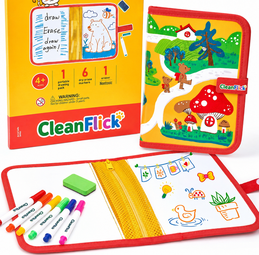 10" Dry Erase Board Kit – Dual-Sided, 6 Markers & Case
