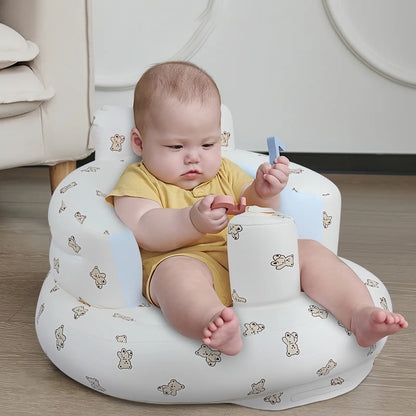 Inflatable Baby Seat - Ideal for Infants 3 Months & Up, Supportive Baby Floor Chair for Sitting Up, Features Built-In Air Pump(Without wheels) Newborn Summer Vibes, Outdoor fun