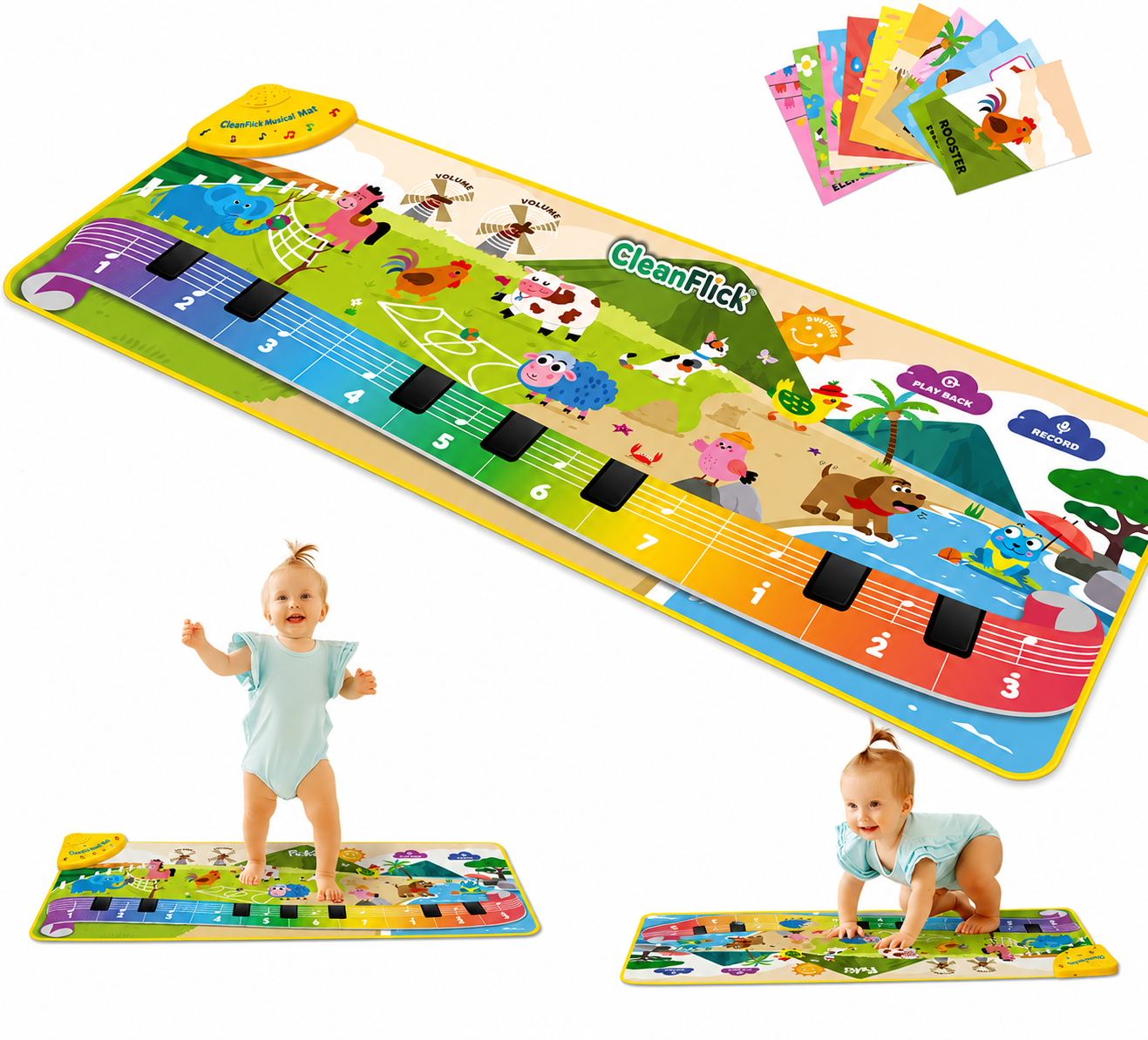 Musical Toys for Toddlers 1-3, Floor Piano Mat for Baby Boy Girl Gifts | 35”x27” 3-in-1 Drum Animal Music Play Mat, Sensory Montessori Educational Dance Toddler Toys for 1-5 Years Old Girl Boy Kid