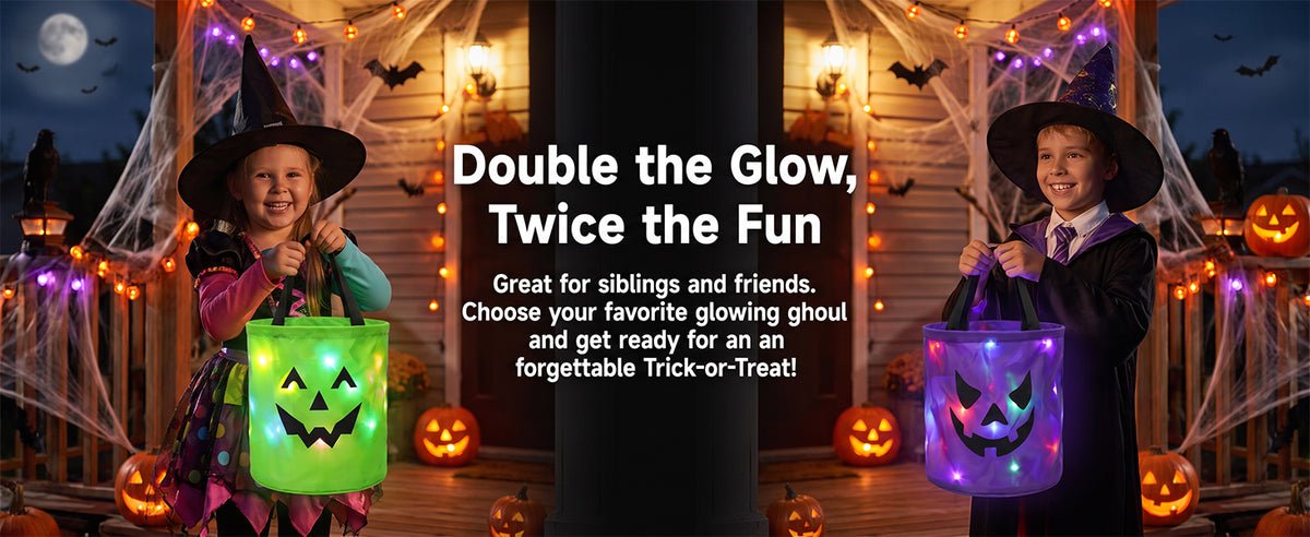 Light-Up Halloween Trick-or-Treat Bucket – LED Pumpkin Candy Bag for Kids