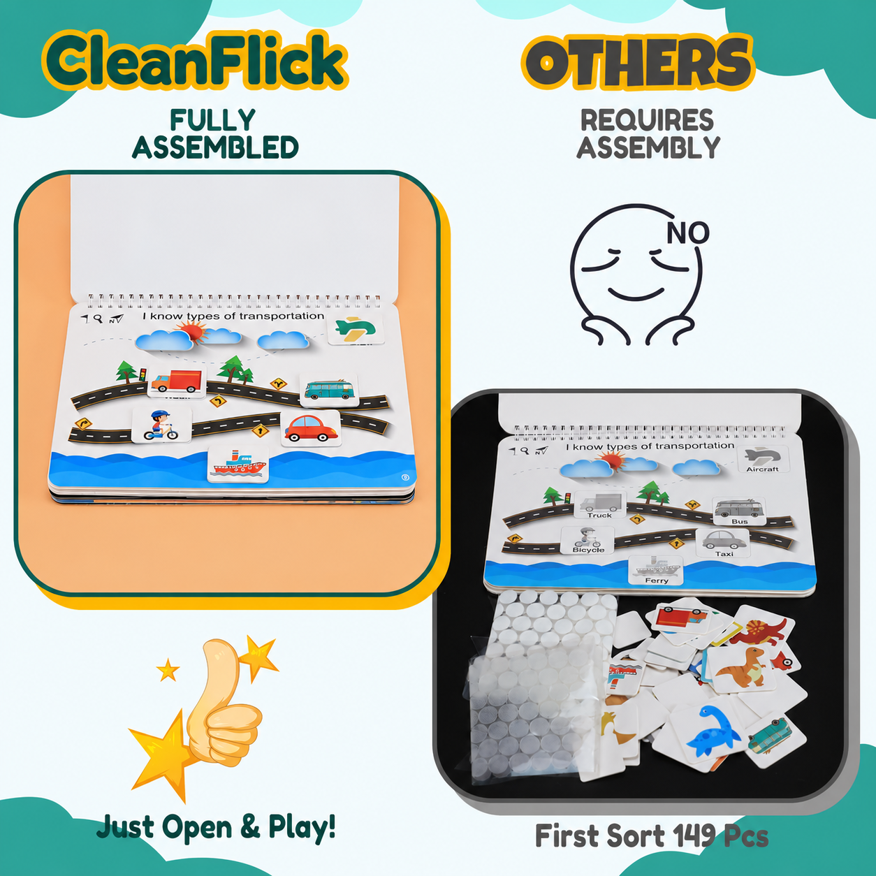 Montessori Busy Book for Toddlers Ages 3-6 | Preassembled Sensory Toy for Autism & Fine Motor Skills | Preschool Learning Activities Binder | Homeschool Supplies | Gift for 3+ Year Old Boys Girls