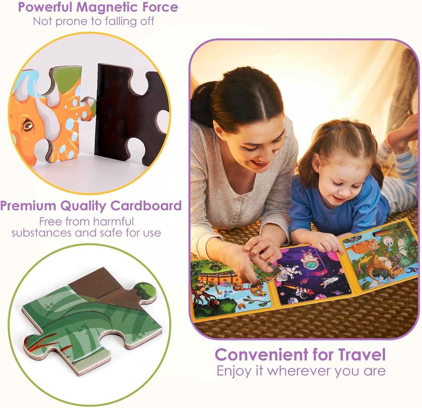 Magnetic Puzzles for Kids Ages 4-6, 36-Piece Preschooler Travel Toys Princess Puzzles Ages 3-5, Educational Learning Magnets, Ideal Road Trip Activities Toys for 3 4 5 6 Girls