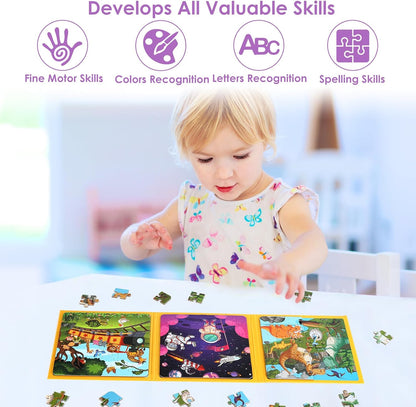 Magnetic Puzzles for Kids Ages 4-6, 36-Piece Preschooler Travel Toys Princess Puzzles Ages 3-5, Educational Learning Magnets, Ideal Road Trip Activities Toys for 3 4 5 6 Girls
