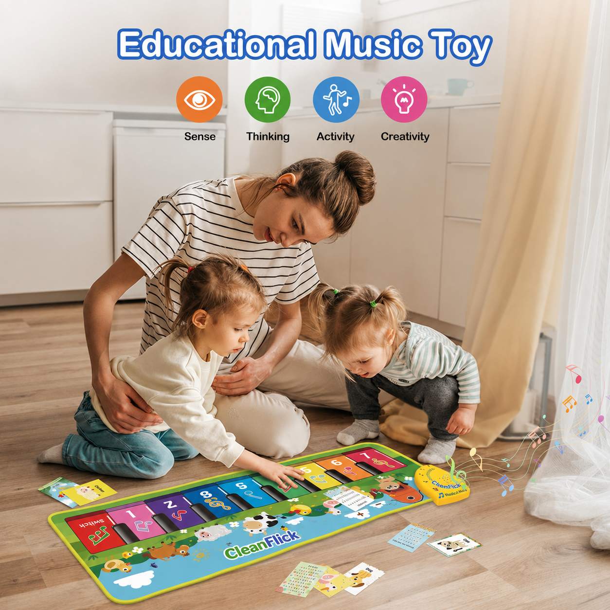 Musical Toys for Toddlers 1-3, Floor Piano Mat for Baby Boy Girl Gifts | 35”x27” 3-in-1 Drum Animal Music Play Mat, Sensory Montessori Educational Dance Toddler Toys for 1-5 Years Old Girl Boy Kid