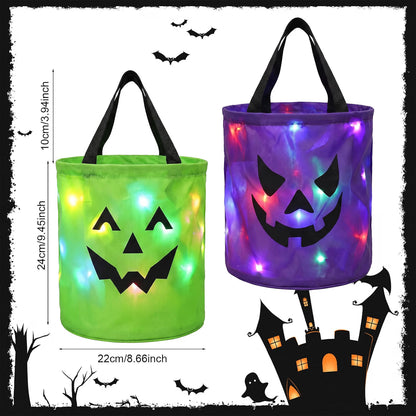 Light-Up Halloween Trick-or-Treat Bucket – LED Pumpkin Candy Bag for Kids