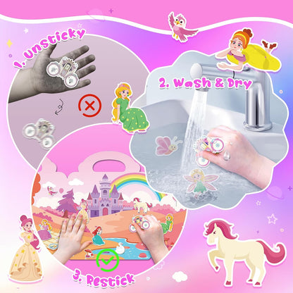 Sticker Books for Toddlers 2-4 Years, 5 Sets Reusable Sticker Books for Toddlers 1-3, Jelly Toddler Stickers Travel Toys for Ages 2+ Kids Boys Girls, Encourages Creativity, Focus, Fine Motor Skills