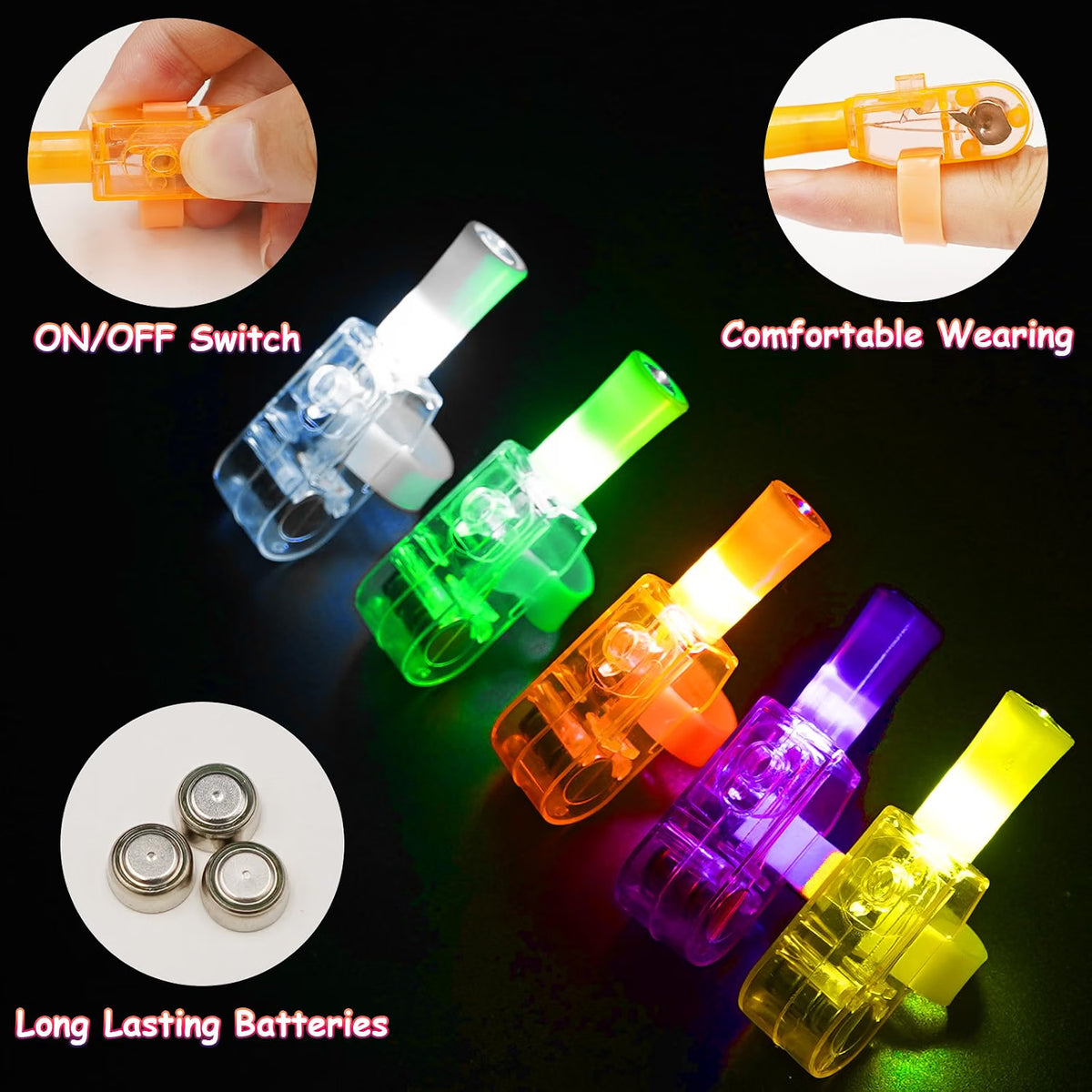 40-Pack Halloween Finger Projection Lights – Assorted Halloween Designs
