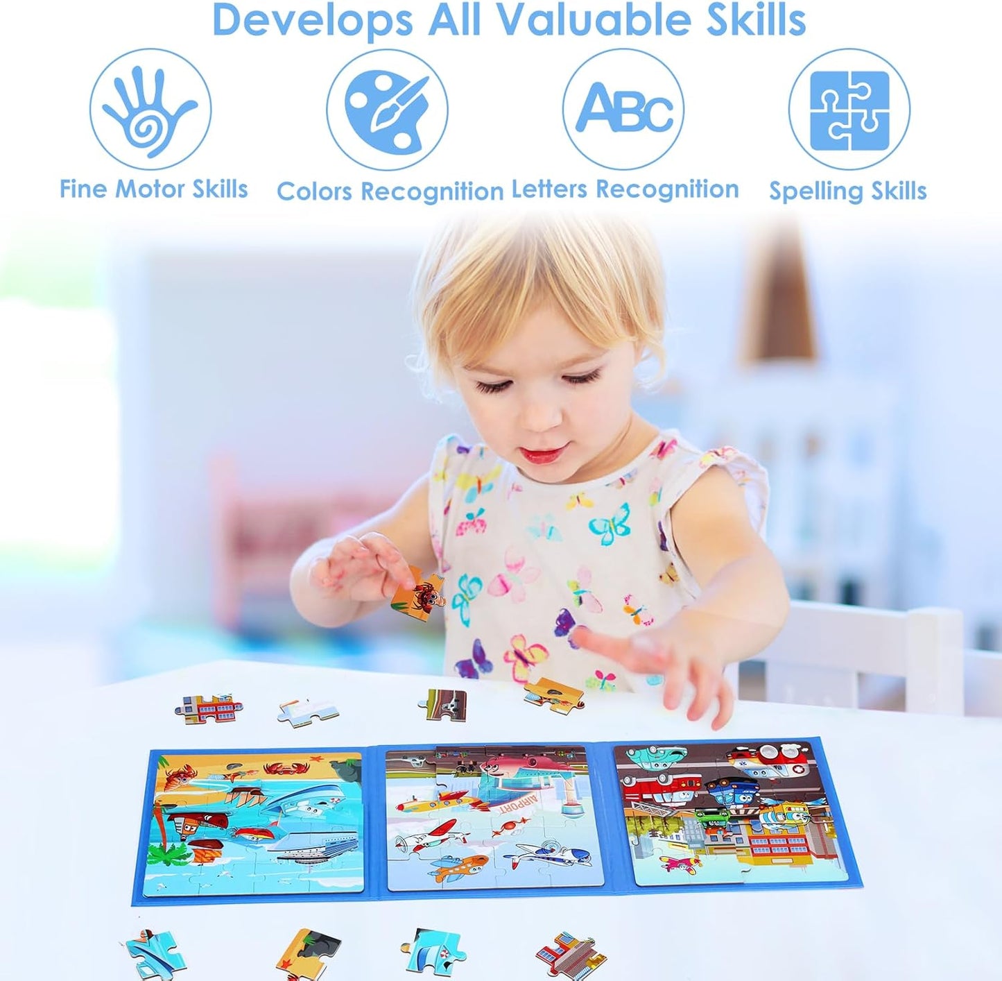 Magnetic Puzzles for Kids Ages 4-6, 36-Piece Preschooler Travel Toys Princess Puzzles Ages 3-5, Educational Learning Magnets, Ideal Road Trip Activities Toys for 3 4 5 6 Girls