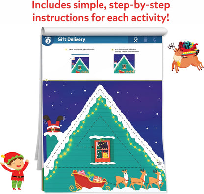 Cleanflick Scissor Skills Activity Book - Snip Snip, 25 Cutting Activities for Preschoolers, Felt Craft Kit, 2 Child-Safe Scissors, Fine Motor Skills, Screen-Free Fun, Gifts for Kids Ages 3-7