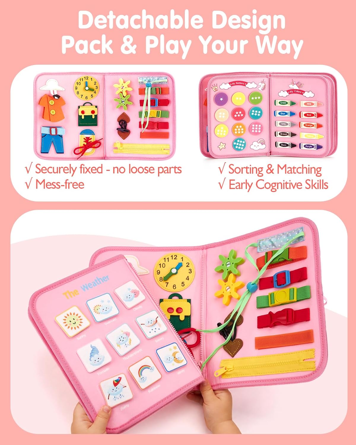 Busy Board Montessori Toys 3 Year Old Girl Gifts 3rd Bithday Idea