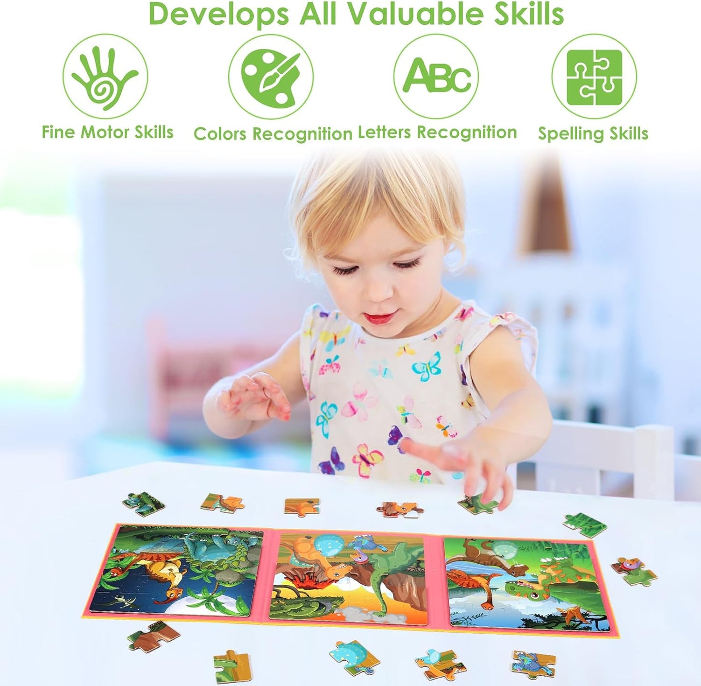 Magnetic Puzzles for Kids Ages 4-6, 36-Piece Preschooler Travel Toys Princess Puzzles Ages 3-5, Educational Learning Magnets, Ideal Road Trip Activities Toys for 3 4 5 6 Girls