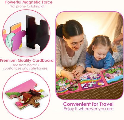 Magnetic Puzzles for Kids Ages 4-6, 36-Piece Preschooler Travel Toys Princess Puzzles Ages 3-5, Educational Learning Magnets, Ideal Road Trip Activities Toys for 3 4 5 6 Girls