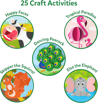 Cleanflick Scissor Skills Activity Book - Snip Snip, 25 Cutting Activities for Preschoolers, Felt Craft Kit, 2 Child-Safe Scissors, Fine Motor Skills, Screen-Free Fun, Gifts for Kids Ages 3-7