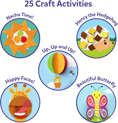 Cleanflick Scissor Skills Activity Book - Snip Snip, 25 Cutting Activities for Preschoolers, Felt Craft Kit, 2 Child-Safe Scissors, Fine Motor Skills, Screen-Free Fun, Gifts for Kids Ages 3-7