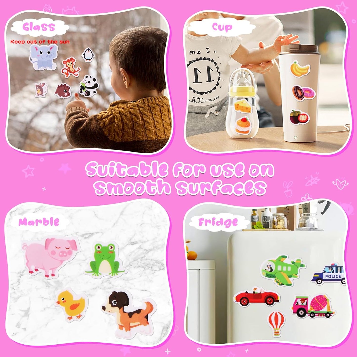Sticker Books for Toddlers 2-4 Years, 5 Sets Reusable Sticker Books for Toddlers 1-3, Jelly Toddler Stickers Travel Toys for Ages 2+ Kids Boys Girls, Encourages Creativity, Focus, Fine Motor Skills