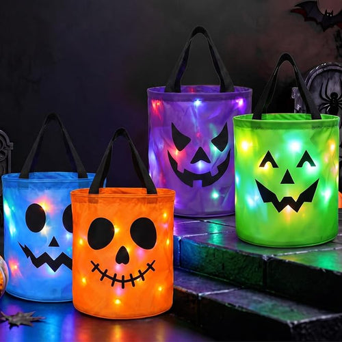 Light-Up Halloween Trick-or-Treat Bucket – LED Pumpkin Candy Bag for Kids