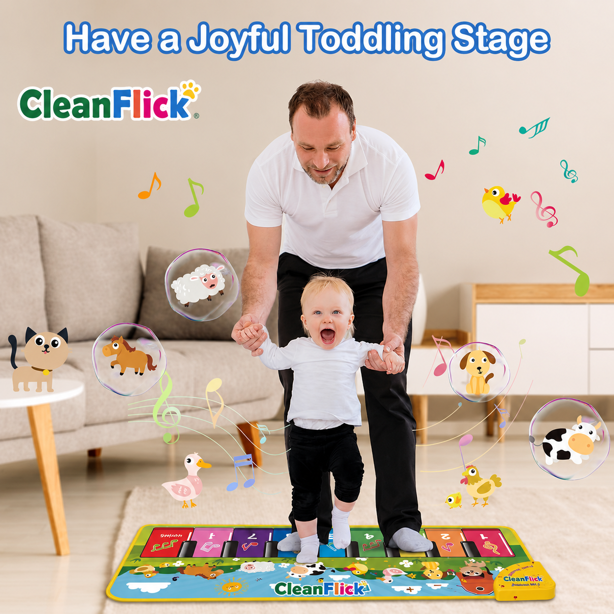 Musical Toys for Toddlers 1-3, Floor Piano Mat for Baby Boy Girl Gifts | 35”x27” 3-in-1 Drum Animal Music Play Mat, Sensory Montessori Educational Dance Toddler Toys for 1-5 Years Old Girl Boy Kid