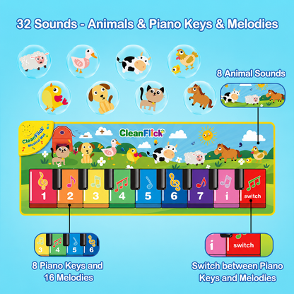 Musical Toys for Toddlers 1-3, Floor Piano Mat for Baby Boy Girl Gifts | 35”x27” 3-in-1 Drum Animal Music Play Mat, Sensory Montessori Educational Dance Toddler Toys for 1-5 Years Old Girl Boy Kid