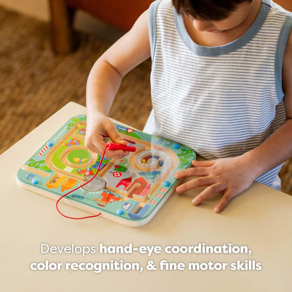 Busy Board for Toddlers 2-4: Number Maze & Town Magnetic Puzzle Game - Travel Toys for Preschoolers, STEM Toy Encourages Color Recognition, Fine Motor & Counting