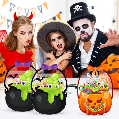 10/25/50-Pack Halloween Treat Bags with Handles – Pumpkin & Cauldron Designs