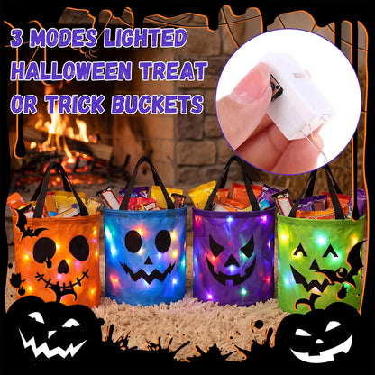 Light-Up Halloween Trick-or-Treat Bucket – LED Pumpkin Candy Bag for Kids