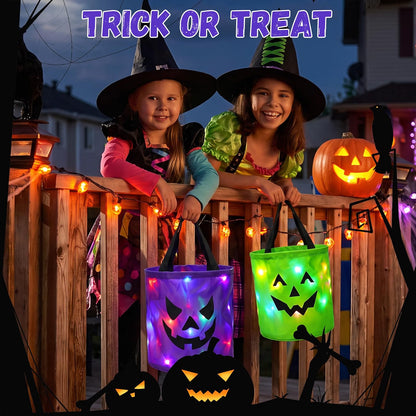 Light-Up Halloween Trick-or-Treat Bucket – LED Pumpkin Candy Bag for Kids