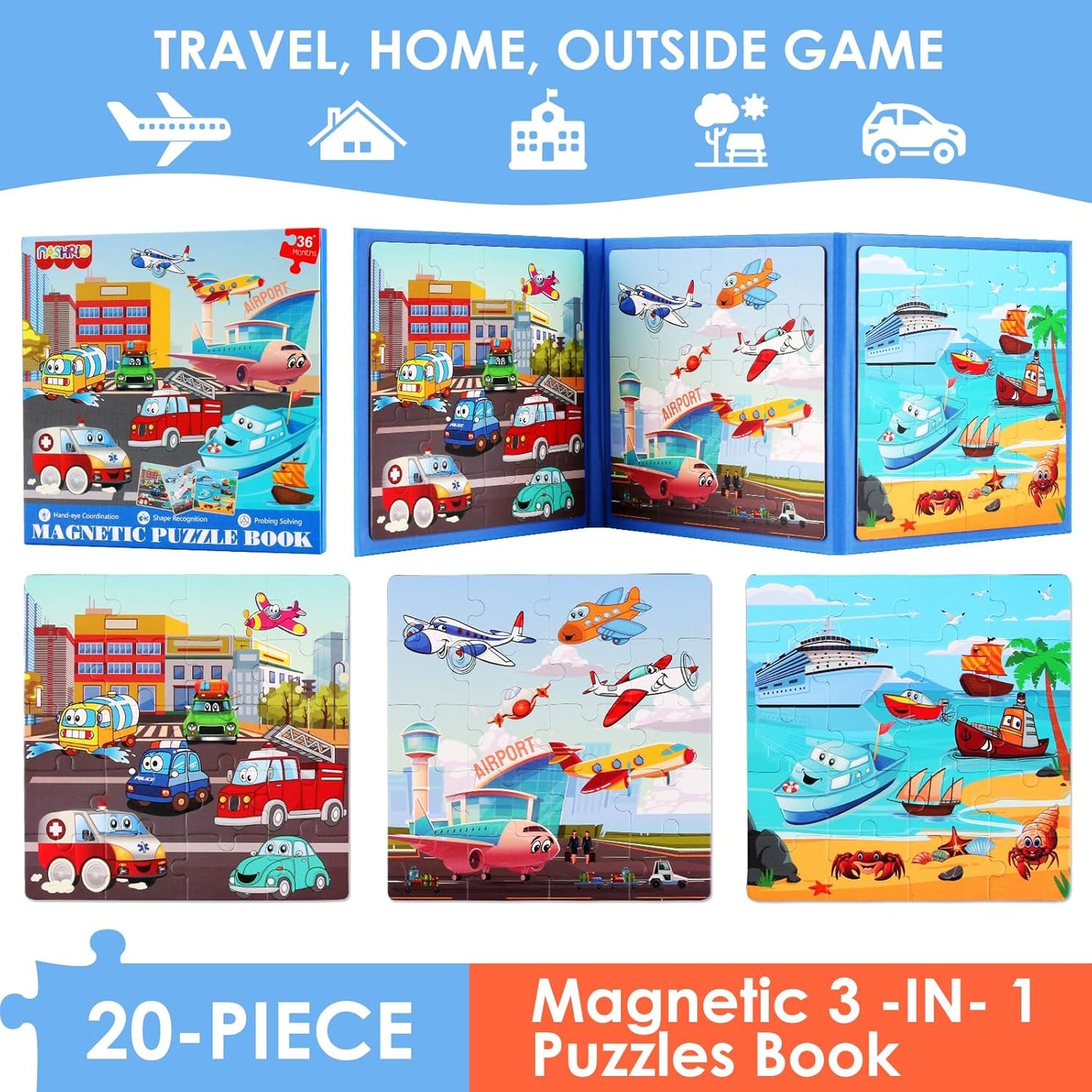 Magnetic Puzzles for Kids Ages 4-6, 36-Piece Preschooler Travel Toys Princess Puzzles Ages 3-5, Educational Learning Magnets, Ideal Road Trip Activities Toys for 3 4 5 6 Girls