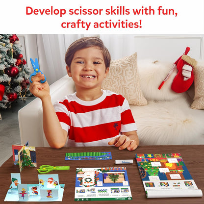 Cleanflick Scissor Skills Activity Book - Snip Snip, 25 Cutting Activities for Preschoolers, Felt Craft Kit, 2 Child-Safe Scissors, Fine Motor Skills, Screen-Free Fun, Gifts for Kids Ages 3-7