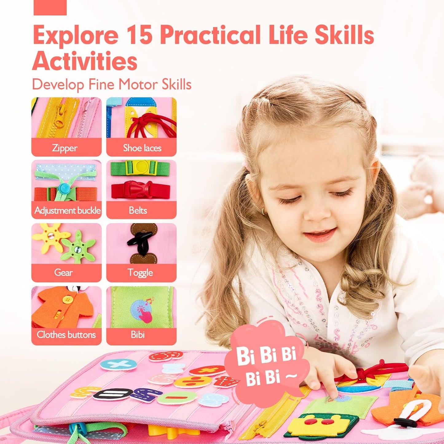 Busy Board Montessori Toys 3 Year Old Girl Gifts 3rd Bithday Idea
