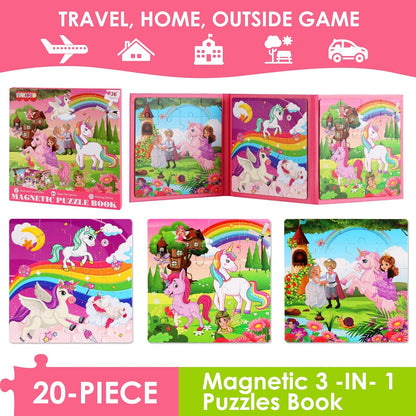 Magnetic Puzzles for Kids Ages 4-6, 36-Piece Preschooler Travel Toys Princess Puzzles Ages 3-5, Educational Learning Magnets, Ideal Road Trip Activities Toys for 3 4 5 6 Girls