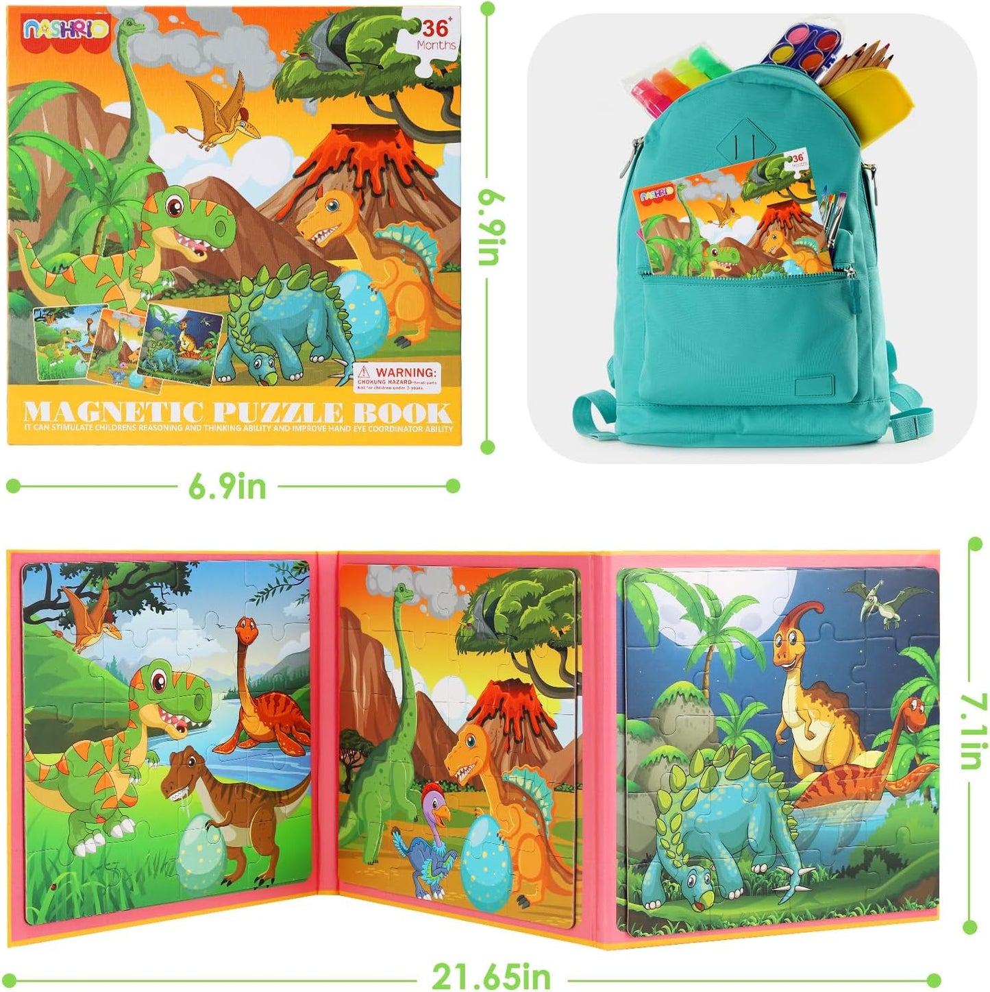 Magnetic Puzzles for Kids Ages 4-6, 36-Piece Preschooler Travel Toys Princess Puzzles Ages 3-5, Educational Learning Magnets, Ideal Road Trip Activities Toys for 3 4 5 6 Girls