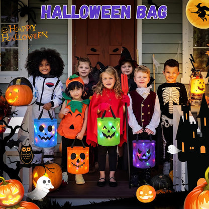 Light-Up Halloween Trick-or-Treat Bucket – LED Pumpkin Candy Bag for Kids