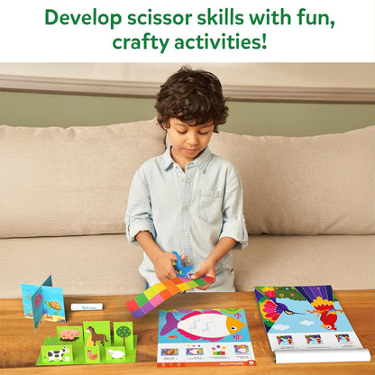 Cleanflick Scissor Skills Activity Book - Snip Snip, 25 Cutting Activities for Preschoolers, Felt Craft Kit, 2 Child-Safe Scissors, Fine Motor Skills, Screen-Free Fun, Gifts for Kids Ages 3-7