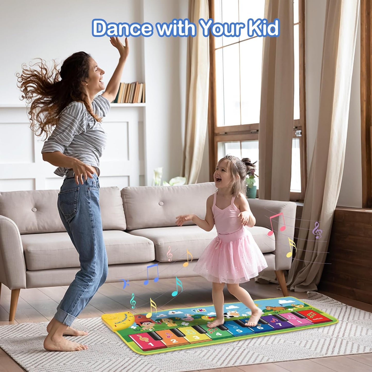 Musical Toys for Toddlers 1-3, Floor Piano Mat for Baby Boy Girl Gifts | 35”x27” 3-in-1 Drum Animal Music Play Mat, Sensory Montessori Educational Dance Toddler Toys for 1-5 Years Old Girl Boy Kid