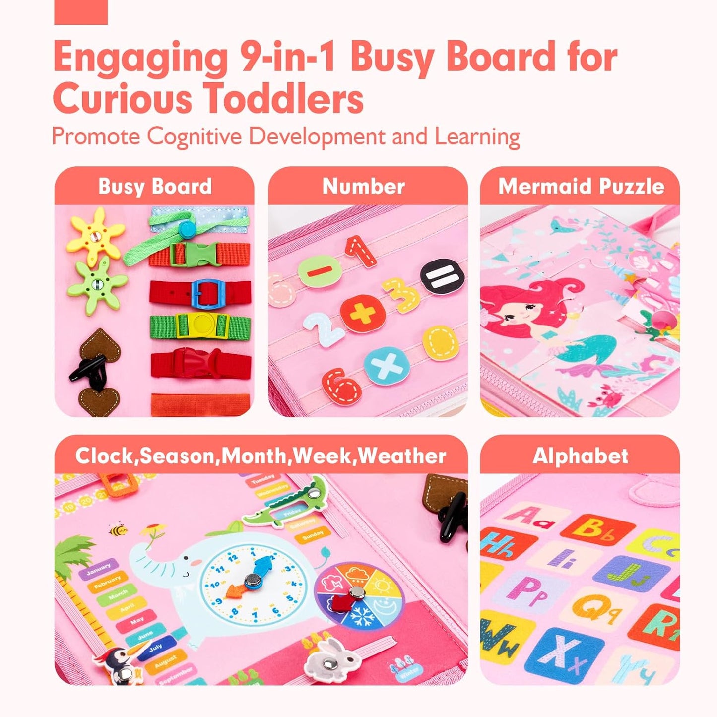 Busy Board Montessori Toys 3 Year Old Girl Gifts 3rd Bithday Idea