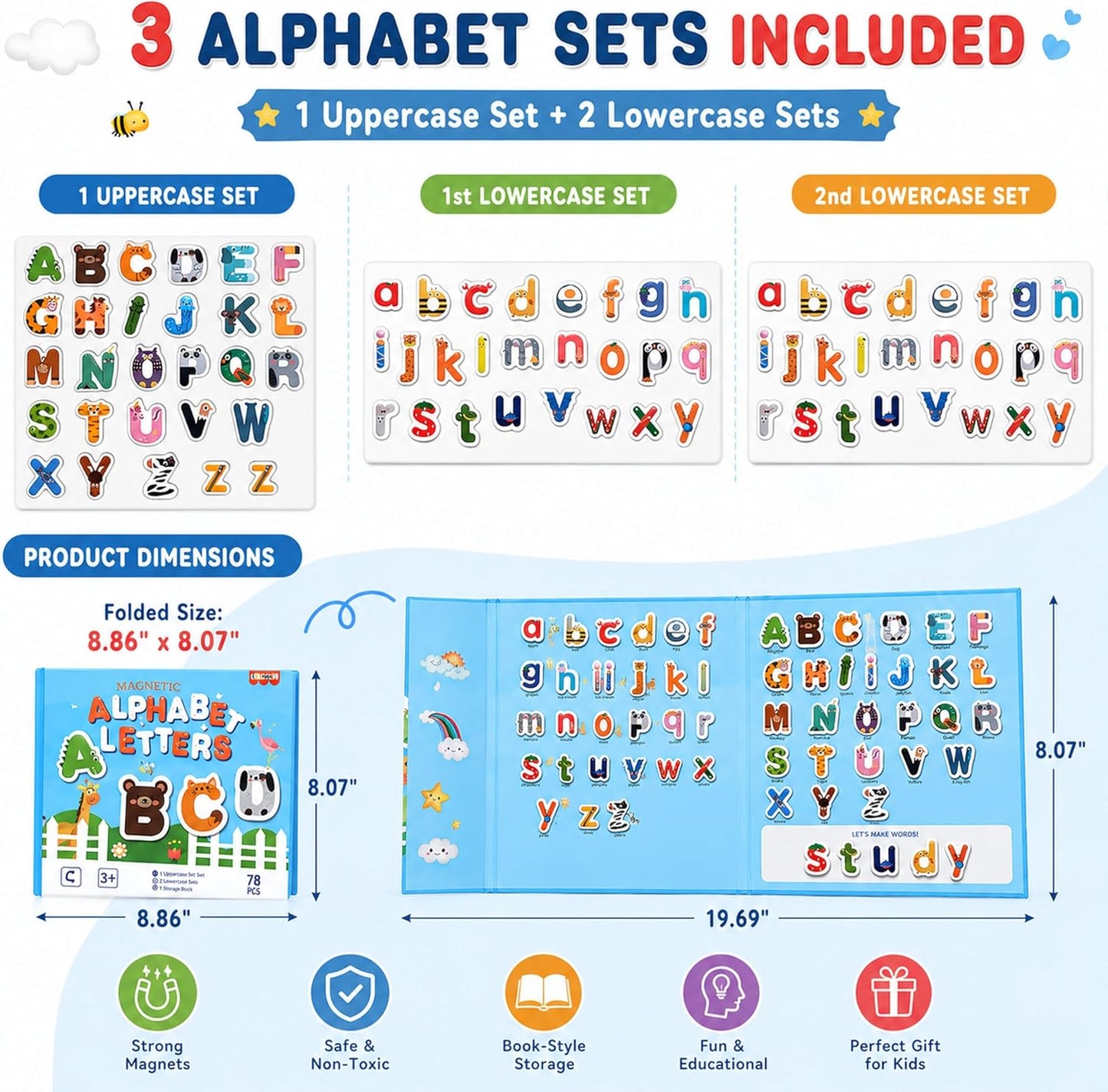 Magnetic Puzzles for Kids Ages 4-6, 36-Piece Preschooler Travel Toys Princess Puzzles Ages 3-5, Educational Learning Magnets, Ideal Road Trip Activities Toys for 3 4 5 6 Girls