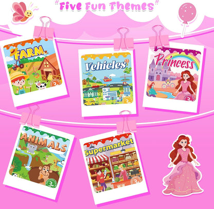 Sticker Books for Toddlers 2-4 Years, 5 Sets Reusable Sticker Books for Toddlers 1-3, Jelly Toddler Stickers Travel Toys for Ages 2+ Kids Boys Girls, Encourages Creativity, Focus, Fine Motor Skills