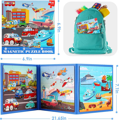 Magnetic Puzzles for Kids Ages 4-6, 36-Piece Preschooler Travel Toys Princess Puzzles Ages 3-5, Educational Learning Magnets, Ideal Road Trip Activities Toys for 3 4 5 6 Girls