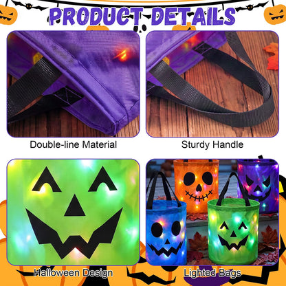 Light-Up Halloween Trick-or-Treat Bucket – LED Pumpkin Candy Bag for Kids