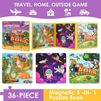 Magnetic Puzzles for Kids Ages 4-6, 36-Piece Preschooler Travel Toys Princess Puzzles Ages 3-5, Educational Learning Magnets, Ideal Road Trip Activities Toys for 3 4 5 6 Girls