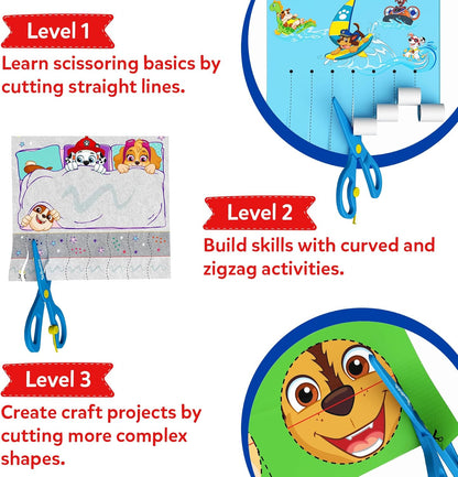 Cleanflick Scissor Skills Activity Book - Snip Snip, 25 Cutting Activities for Preschoolers, Felt Craft Kit, 2 Child-Safe Scissors, Fine Motor Skills, Screen-Free Fun, Gifts for Kids Ages 3-7